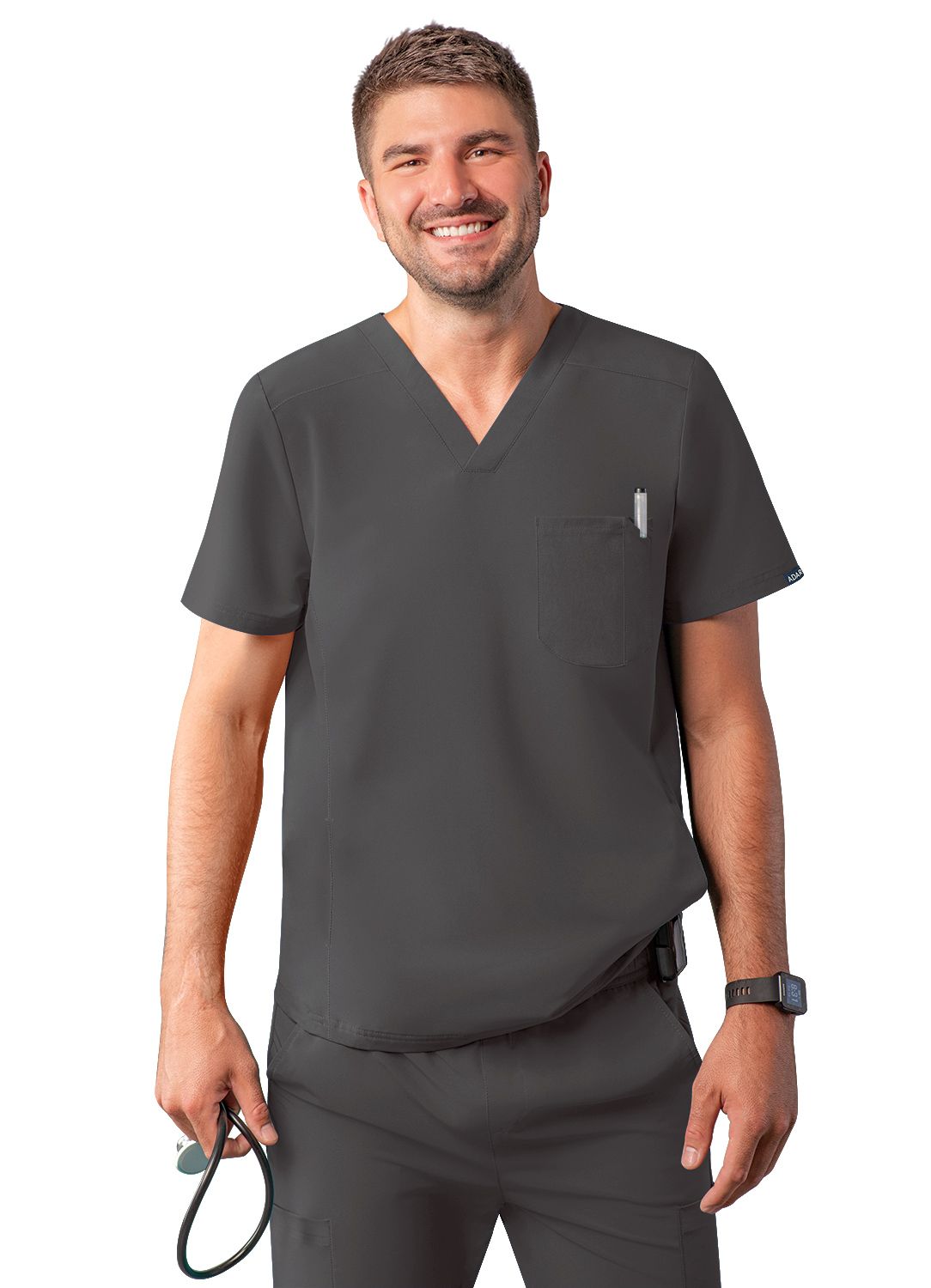 Adar - A6010 Men's Modern V-Neck Top – Anew Scrubs